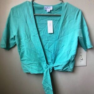 Aqua Tie-Front Cardigan